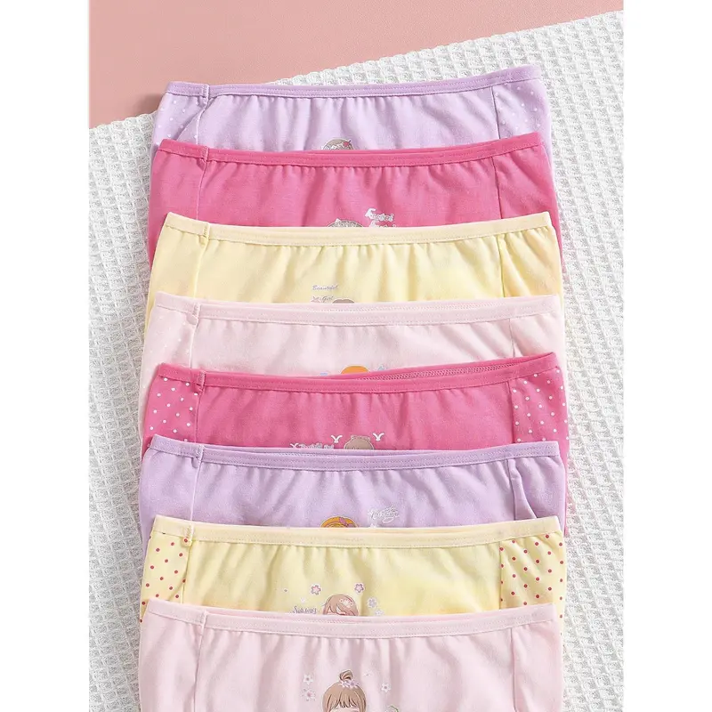 Young Girl 7 Pcs Cute Princess Print Comfortable Underwear Lingerie 4