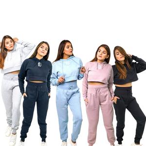 Noroze Women's Premium Fleece Full Tracksuit Set Crop Top Hoodie & Joggers