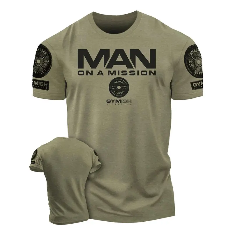 New spring, summer and autumn 3D printed sports T-shirts gym T-shirts high quality cotton men's short-sleeved muscle man tough T-shirt 2