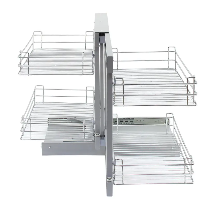 KuKoo Magic Corner Pull Out Kitchen Cupboard Drawers - Left Hand Metal Organiser 4