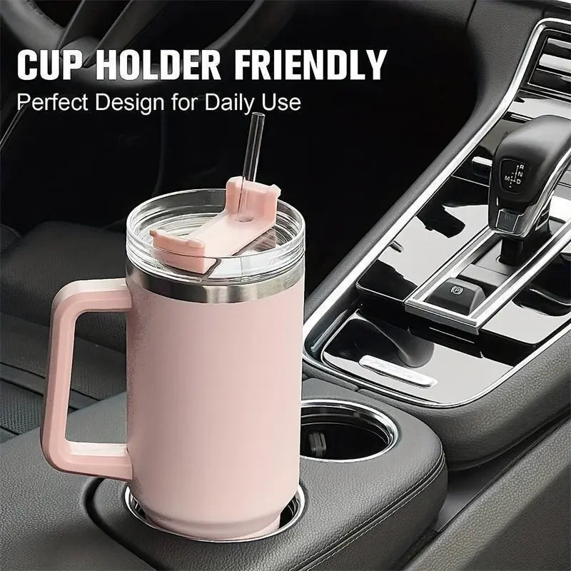【2025】1200ML 304 Stainless Steel Insulated Water Bottle,Thermal Coffee Car Cup, Cold Hot Mugs Vacuum Flask With Handle Straw,For Sport 2