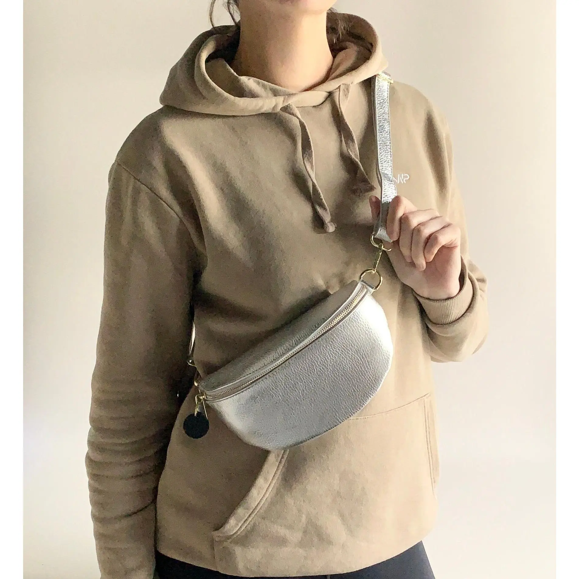Gold/Silver Leather Bum Bag - Aurora
