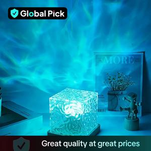 16-color Changing LED Water Ripple Aurora Projector Night Light, Crystal Design Ambient Mood Decorative Lights, USB Powered LED Night Light, Decorative LED Lamp For Bedroom, Living Room, Home Decor, Gift