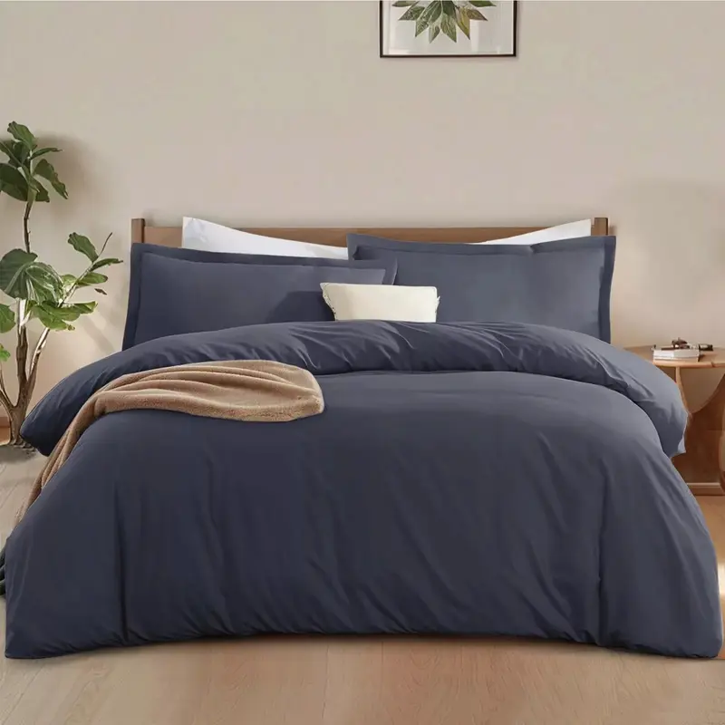 3-Piece Plain Dyed Microfiber Duvet Cover Set – Ultra-Soft, Hypoallergenic Bedding with Matching Pillowcases, Easy-Care, Wrinkle-Resistant, Machine Washable, Available in 8 Colors & 4 Sizes 1