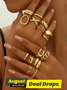 Women's Elegant Hollow Out & Heart Design Stackable Rings Set, Stackable Engagement Wedding Ring Set, Exquisite Trendy Stacking Rings, Fashionable Jewelry for Women As Gift