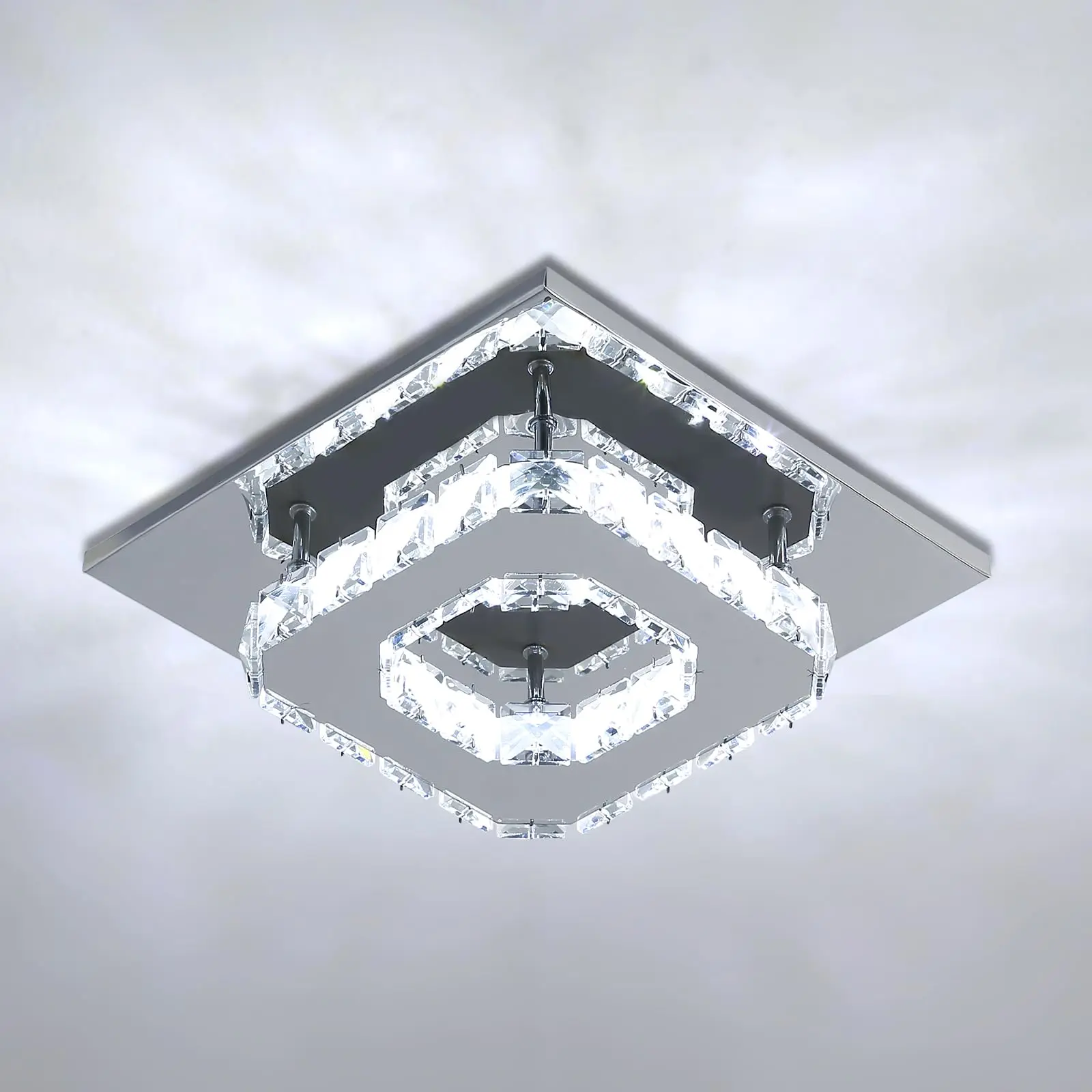 Crystal Chandelier Square Ceiling Light LED Lamp Pendant Light Living Room
