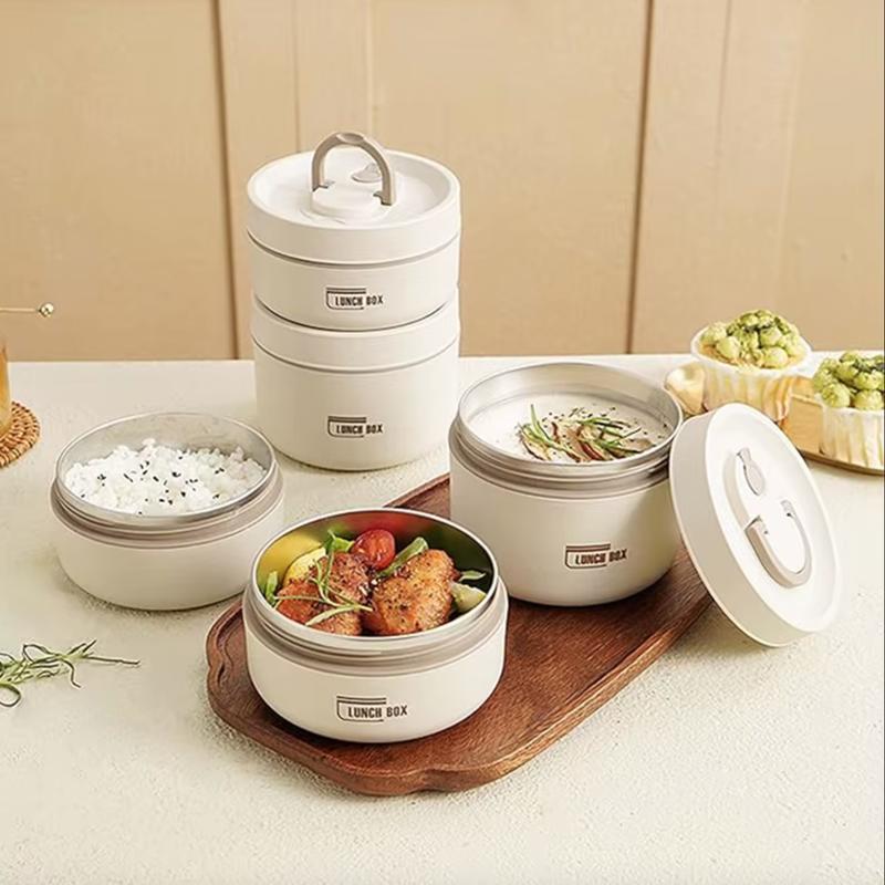 Portable Insulated Lunch Box Set – 3 Stackable Thermal Food Containers for Adults & Kids | Leakproof & Travel-Friendly 1