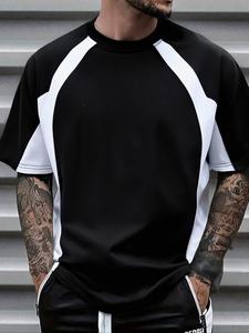 Men's Solid Round Neck Short Sleeve Tee, Loose Casual Crew Neck T-shirt for Summer, Fashion Men's Top for Daily Wear