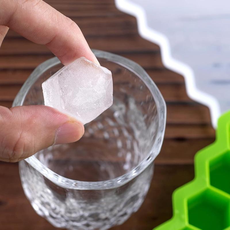 Premium Ice Cube Trays, Silicone Ice Cube Molds with Sealing Lid, 74-Ice Trays, Reusable, Safe Hexagonal Ice Cube Molds, for Chilled Drinks, Whiskey, Cocktail, Food 5