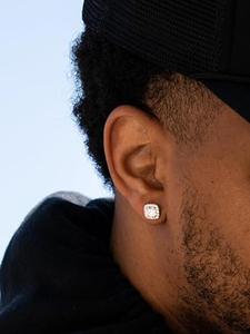 Men's Punk Style Rhinestone Decorated Stud Earrings, Fashion Jewelry for Party, Daily Clothing Decor, Trendy All-match & Exquisite Jewelry for Birthday Gift, Ear Studs