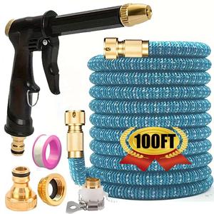 Garden Hose with Sprayer, 100ft Retractable Garden Hose with Adjustable Nozzle, Durable Watering & Irrigation Tool for Garden, Car Washing