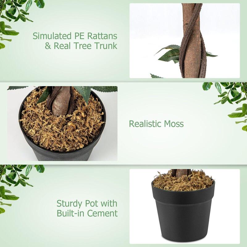 ERGOMASTER 90CM Artificial Flower Tree Faux Floral Plant W/Pine Roses Greenery Potted Plant 4