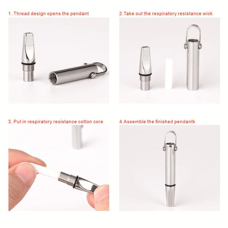 Breathing Resistance Whistle Necklace Round Tube Built-in Cotton Core Assisted Yoga Meditation Decompression Mindfulness Jewelry Titanium Steel Pendant 3