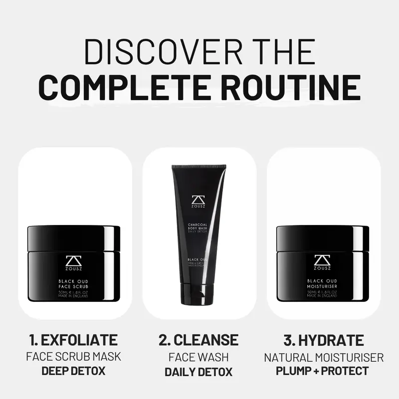 Black Oud Natural Men's Moisturiser - Organic Luxury Skincare with Hyaluronic Acid and Antibacterial Properties - Hydrating, Scent 5