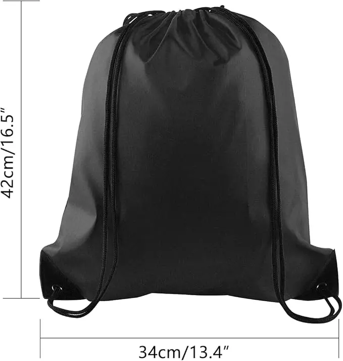 Black Drawstring Backpack Bags for Yoga and Traveling - Bulk Pack of 25 4