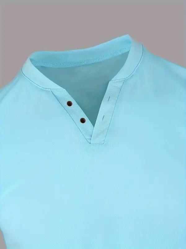 Men's Casual Henley T-Shirt Stylish V-Neck, Short Sleeve, Button-Up Design, Soft Stretch Fabric, Relaxed Fit, Comfortable and Versatile, Perfect for Summer Outings, Outdoor Activities, Gym, Beach Day, Casual Fridays at Work,Travel, Ideal for Everyday Wear 8