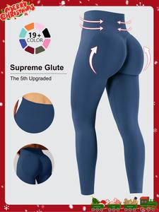 26.7'' Glute Leggings for Women, Seamless Compression Tummy Control Mid Rise Yoga Pants, Hidden Scrunch Butt Lifting Gym Fitness Yoga Pants, Workout Train Leggings