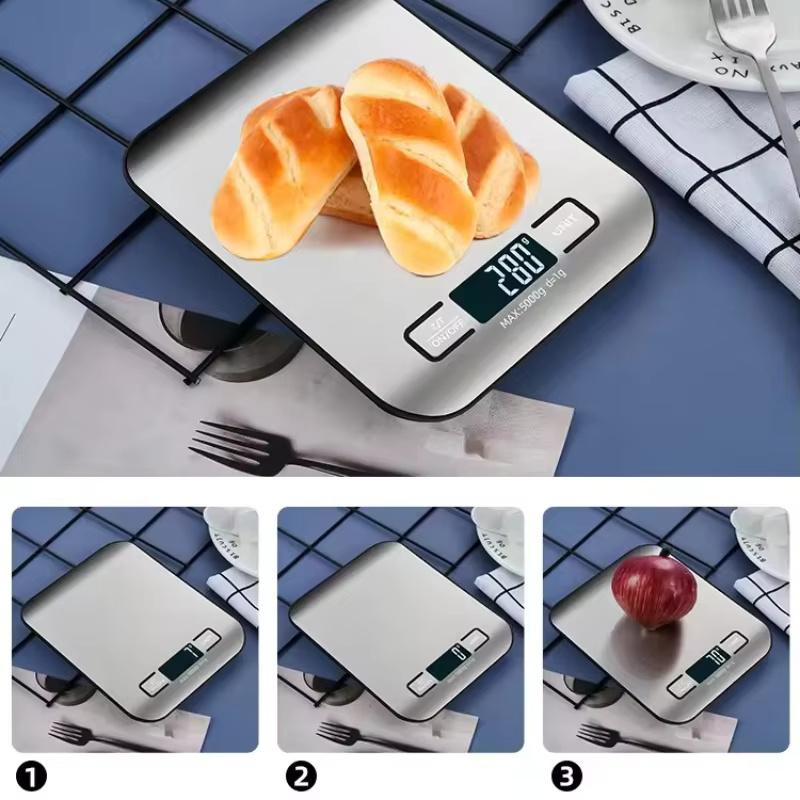 Digital Kitchen Scale LED Display 5kg/1g Stainless Steel Panel Electronic Scales Home Jewelry Food Snacks Weighing Baking Tools 1