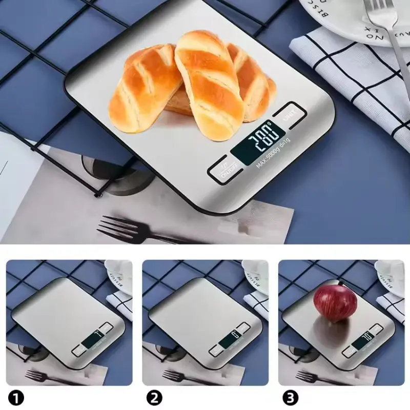 Digital Kitchen Scale LED Display 5kg/1g Stainless Steel Panel Electronic Scales Home Jewelry Food Snacks Weighing Baking Tools 1
