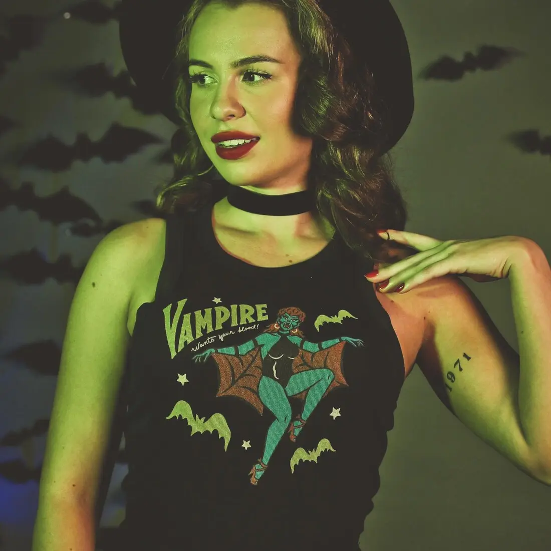 The Vampire Rib Racer Tank in Black size S, M, L,XL, 2XL/ Vintage inspired By MISCHIEF MADE, Halloween Vampire