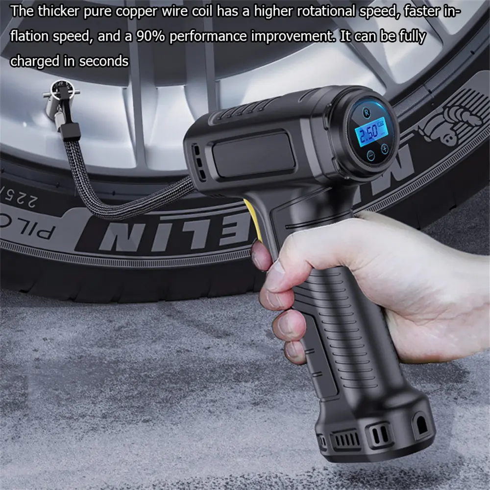 Tyre Inflator Air Compressor Wireless Charging Handheld Air Pump with Smart Digital Display, Portable Small Electric Tire Pump Car Inflator