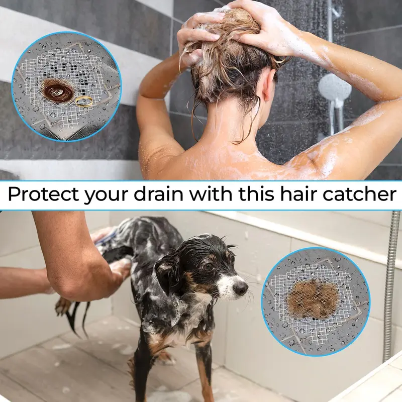 (25 Pack) Disposable Drain Cover & Drain Snake Stickers - 9cm Round Shower Drain Cover & Hair Catcher for Shower Drain - Perfect for Bath & Kitchen - Mesh Stops Human & Pet Hair 2