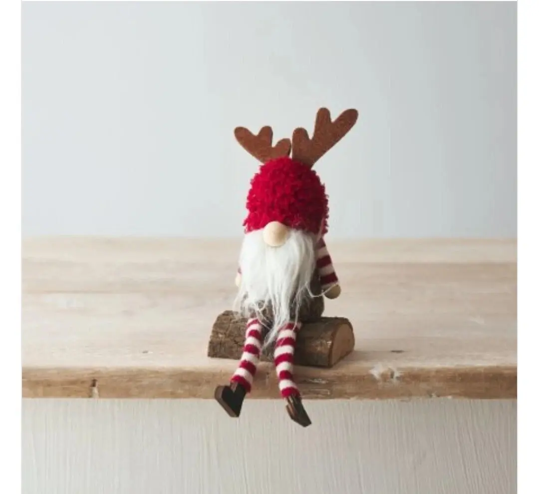 Gonk On A Log With Antlers Red