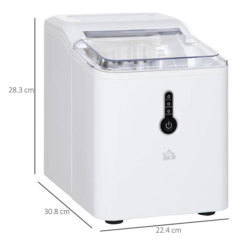 HOMCOM Ice Maker Machine, 1.5L Countertop Ice Cube Maker with Self-Cleaning, 9 Cubes Ready in 8 Mins, 12kg in 24 Hrs, No Plumbing with Basket, White 2
