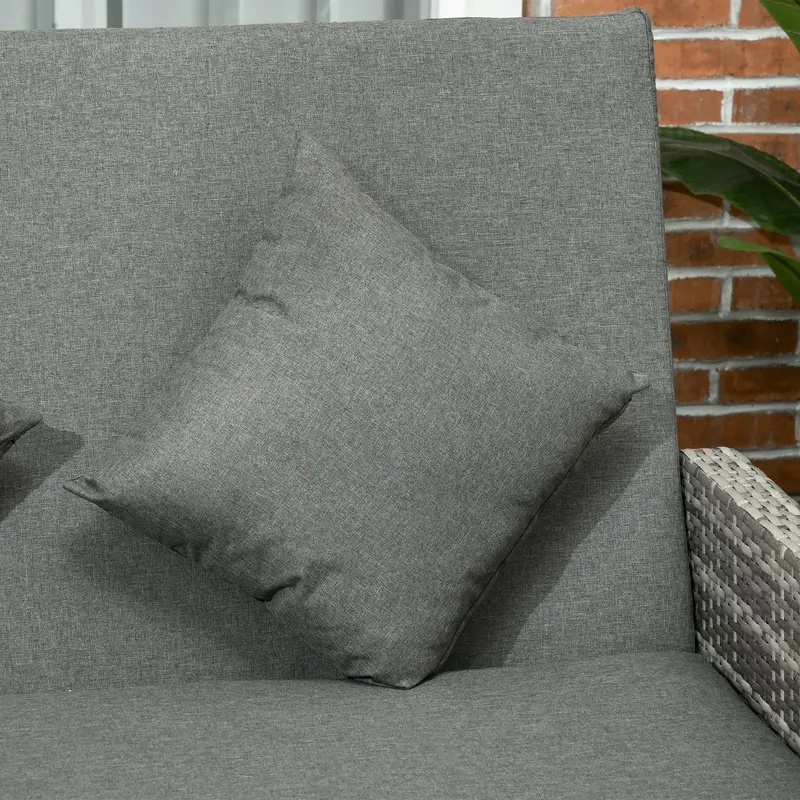 2 Seater Assembled Garden Patio Outdoor Rattan Furniture Sofa Sun Lounger Daybed with Fire Retardant Sponge - Grey 8