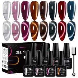 Gel Nail Polish Set, 8 Colors Mirror Glass Cat Eye Gel, Soak Of Uv French Cat Eye Gel Nail Polish Home Nail Salon, Valentine's Day Gift, Nails Art Tool, Manicure, Soak Off Gel