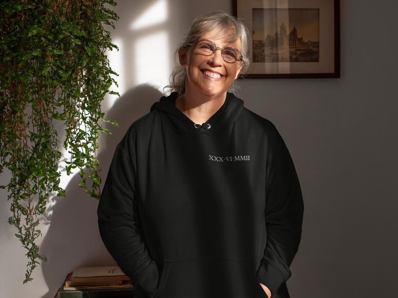 Custom Embroidered Roman Numeral Sweatshirt Hoodie Embroidery 8
