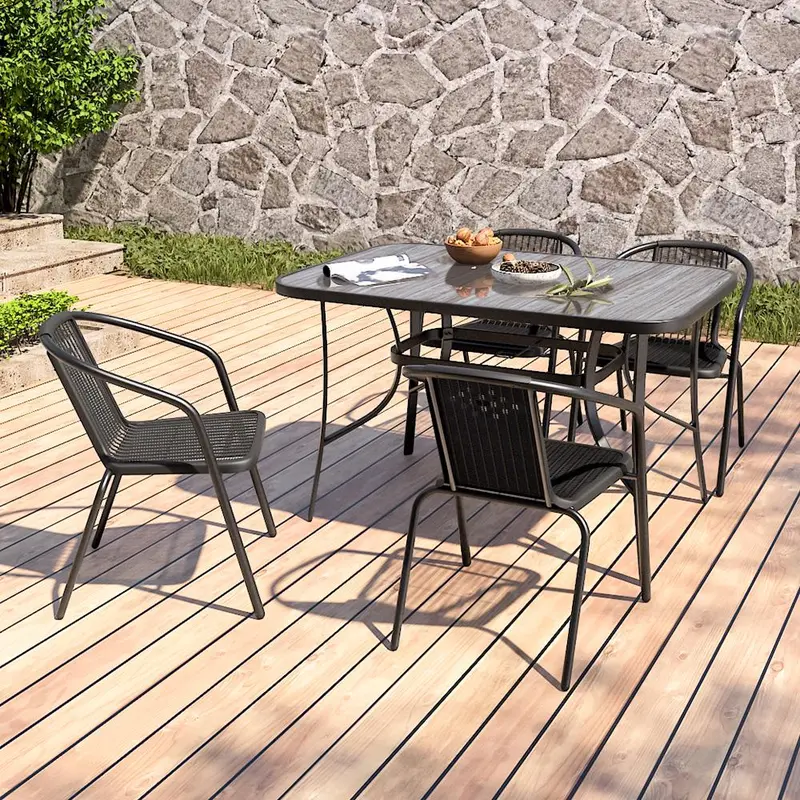 Garden Tempered Glass Wood Grain Coffee Table 1