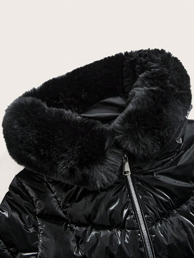 Product Introduction of Trim With Hooded Length s Women Anewsta Mid - Padded Coat Detachable Fluffy 46