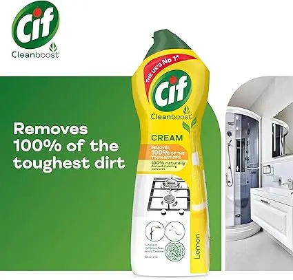 Lemon Cream Cleaner multipurpose surface cleaner with 100% natural cleaning particles removes 100% of the toughest dirt 750 ml Household 3