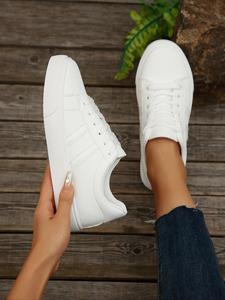Women's Fashionable Lace Up Sneakers, Casual Comfortable Sports Shoes for Daily Wear, Female All-match Round Toe Shoes for Daily Wear