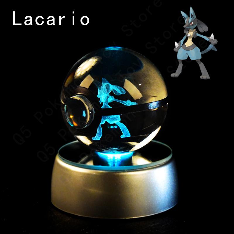 Pokemon 3D Crystal Ball Pikachu Gengar Mew Mewtwo Figurines Lamp Base Pokeball 3D Pokemon Glass Ball Statue Kids Birthday Gift 8