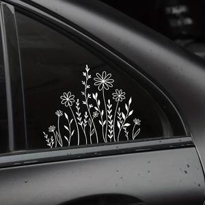 Flower Pattern Car Sticker, 1 Count Car Window Decal, Car Exterior Decorative Sticker, Universal Car Decorative Accessories for Car Window Bumper, Car Decals