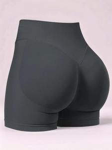 Women's Solid V-waistband Seamless Gym Shorts, High Stretch Yoga Shorts, Ladies Sportswear for Indoor Outdoor Wear, Workout Clothes Women, Sportswear Clothing, Gymclothes, Yoga Biker Shorts