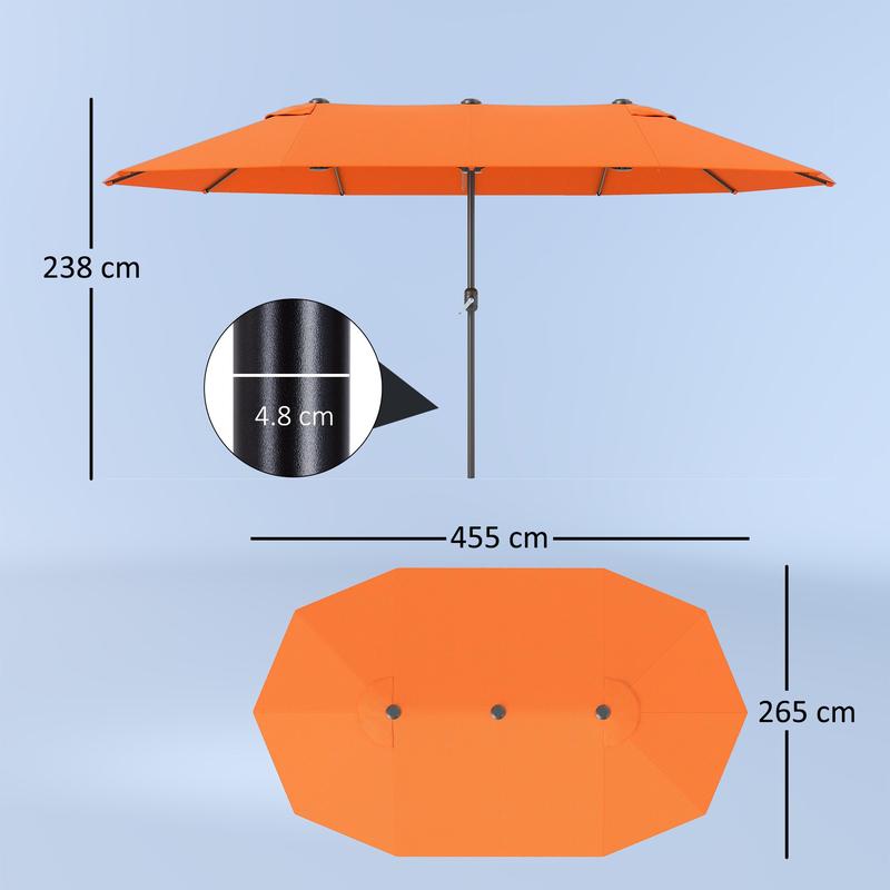 Outsunny 4.6m Double-Sided Garden Parasol - Orange 2
