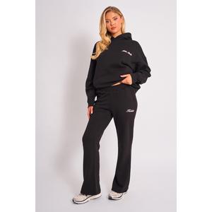 Kaiia Script Wide Leg Joggers Black & Pink