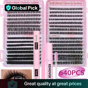 Individual DIY Eyelash Extensions, Natural Eyelash Extensions with Glue, Self Grafting Curl Eyelashes, Eye Makeup Enhancement Eyelashes, Eyelash Extensions Kit, Eyelashes Clusters, Eyelash Tools, False Eyelashes Set, Cosmetic