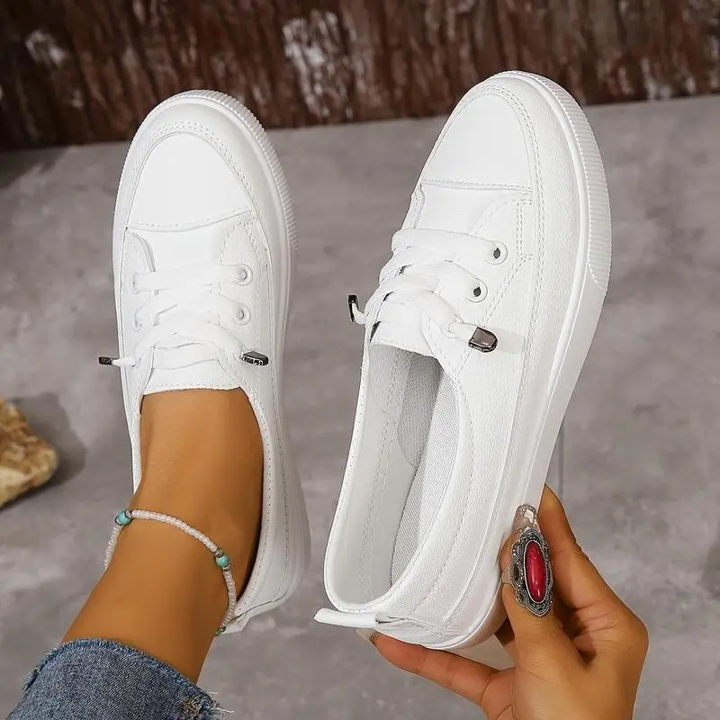 Chic Slip-On Sneakers - Comfortable Low Top Design - Versatile White, Perfect for Casual Outings Walking Shoes Sports Shoes Girl Trainer Athletic Runner Training Footwear Closed Women Running