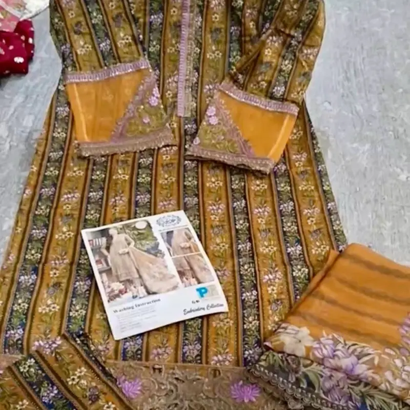 Maria B Inspired 3 Piece Printed Lawn Suit with Chiffon Dupata 2
