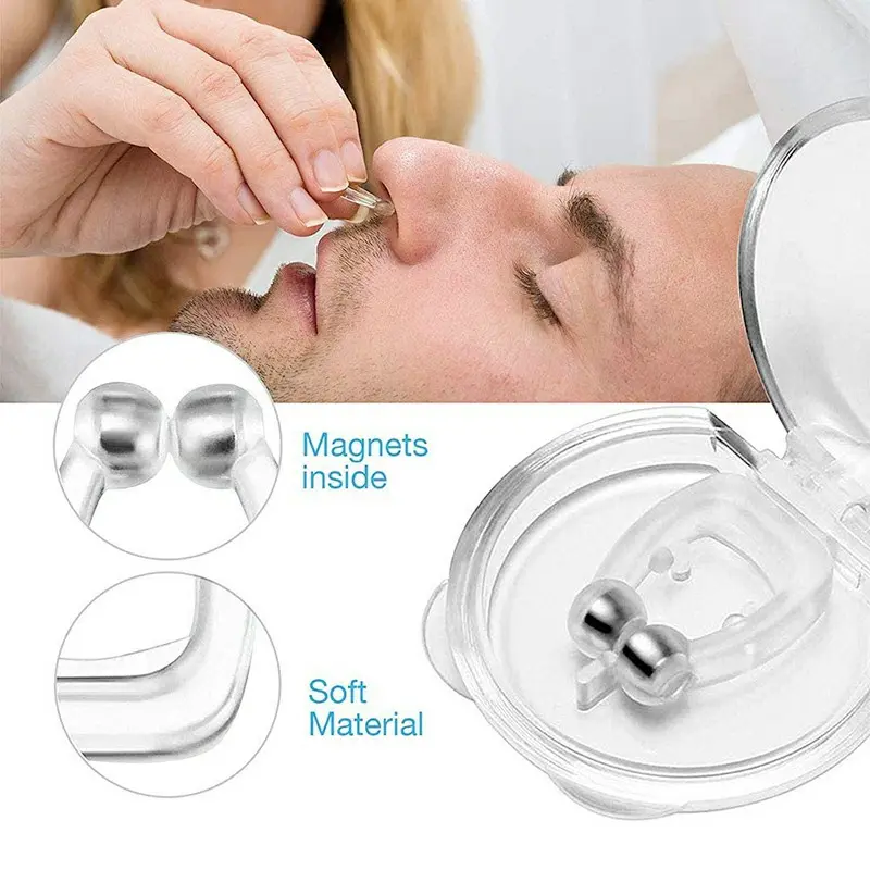 4 PCS Snoring Stop Silicone Magnetic Anti Snore Nose Clip Device Silent Sleep, Sleep Aid Supplies For men & Women, Gift for men & Women 1
