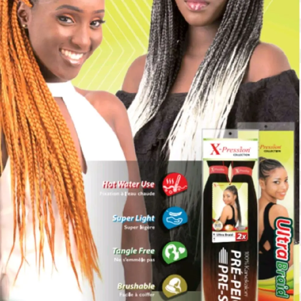 XPRESSION PRE STRETCHED ULTRA BRAID 2x 46 ' hair extension blonde black red 613 27  biege pink silver gold