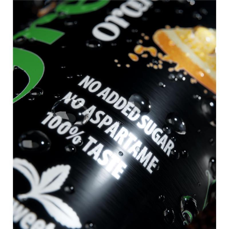 Green Orangeade Sparkling Soft Drink – Low Calorie, No Added Sugar, 24 Cans x 330ml Beverage Natural 1