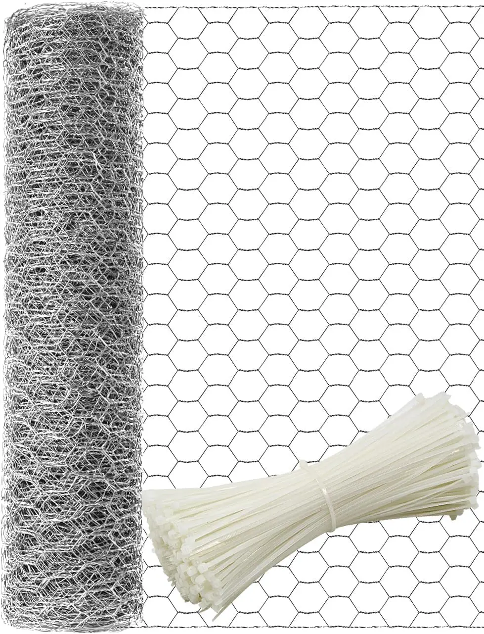 Chicken Wire 40cm x 10m, Outdoor Anti-Rust Hexagonal Galvanized Chicken Wire Fencing, Chicken Wire Mesh to Protect Gardening Plants Vegetables Flowers Fruits From Dogs, Rabbits,Squirrels