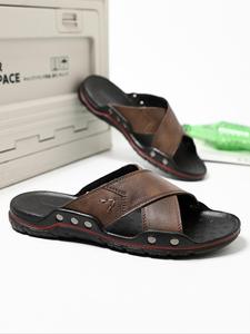 Men's Minimalist Fashionable Criss Cross Design Slippers, Casual Comfortable Breathable Flat Sandals for Summer, Non-slip Slippers for Beach Vacation, Footwear For Beach