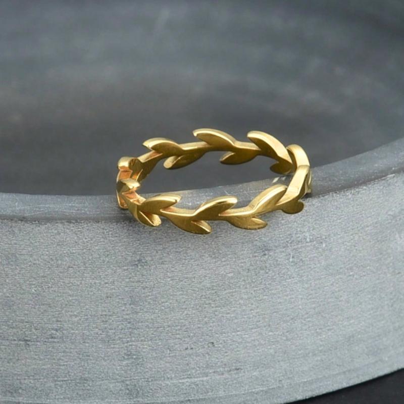 Simple leaf design ring for men, daily wear, party, holiday gift 0