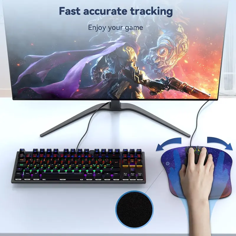 Mouse Mat with Memory Foam Rest -Non-Slip Rubber Base- Special-Textured Water-Resistant Surface 6